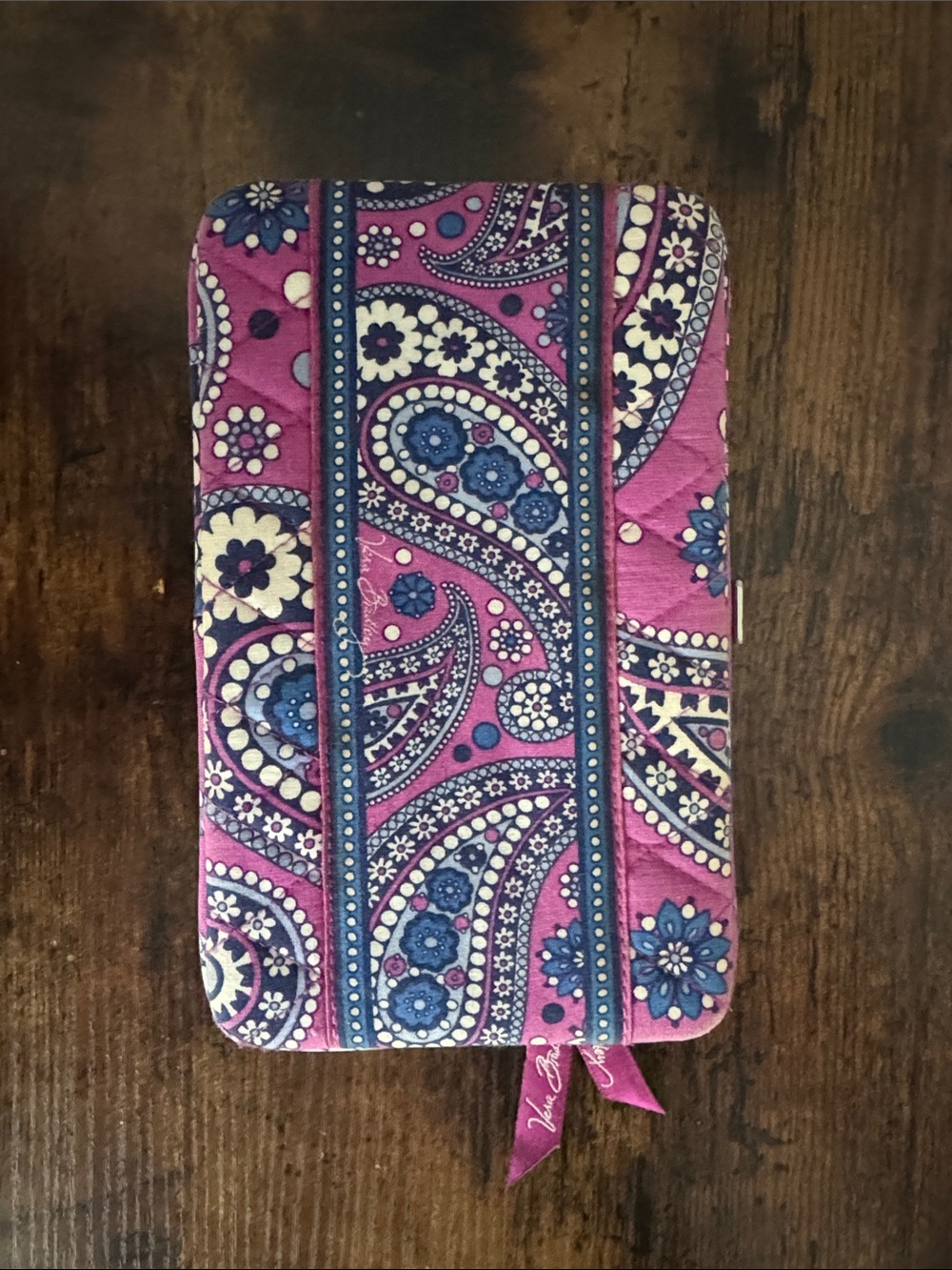 Vera Bradley Quilted Paisley Pink Blue Zip Wallet